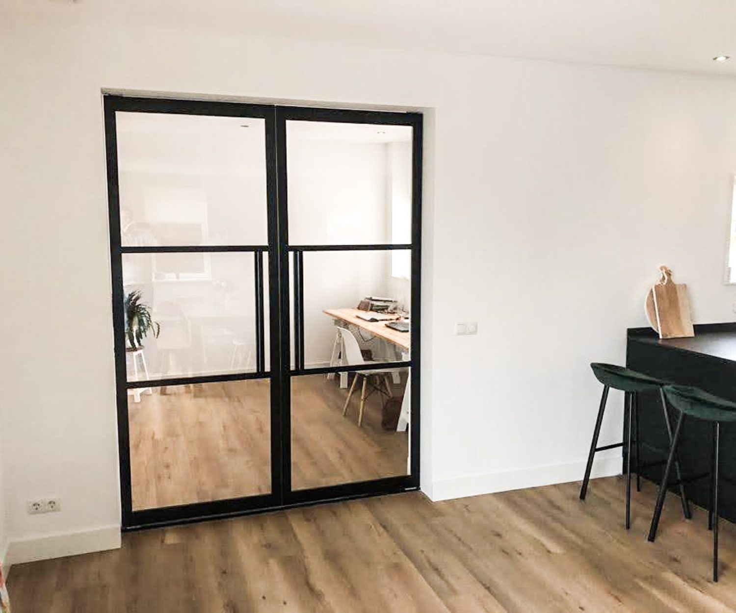 dubbele stalen tussendeur met glas